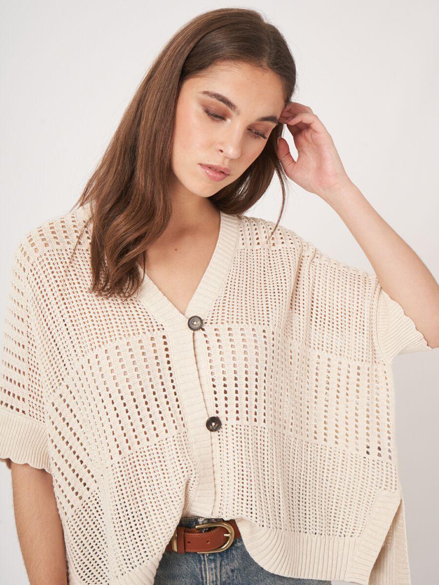 Repeat Cashmere Ajour Poncho Cardigan