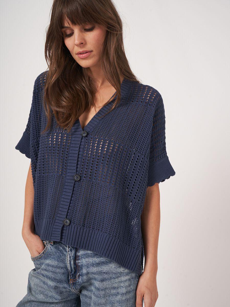 Repeat Cashmere Ajour Poncho Cardigan