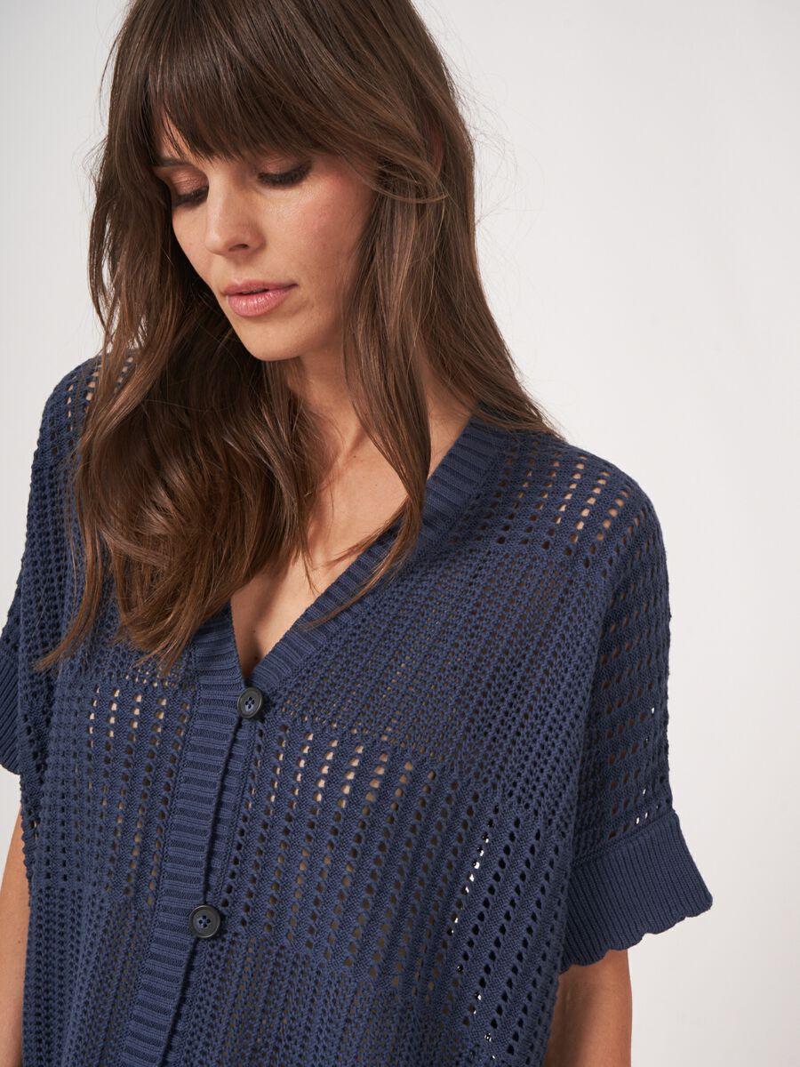 Repeat Cashmere Ajour Poncho Cardigan