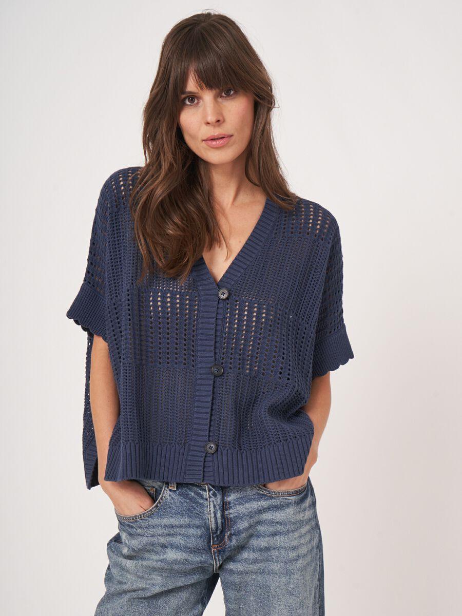 repeat cashmere Ajour poncho cardigan