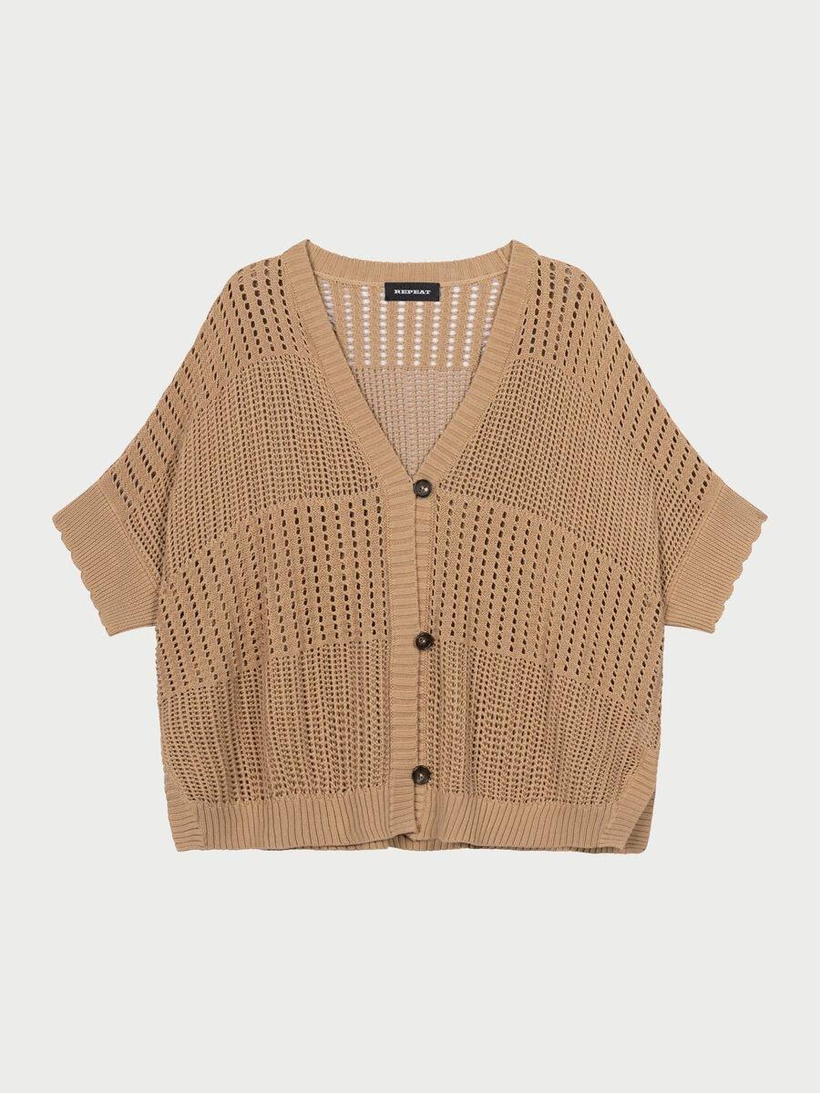 repeat cashmere Ajour poncho cardigan