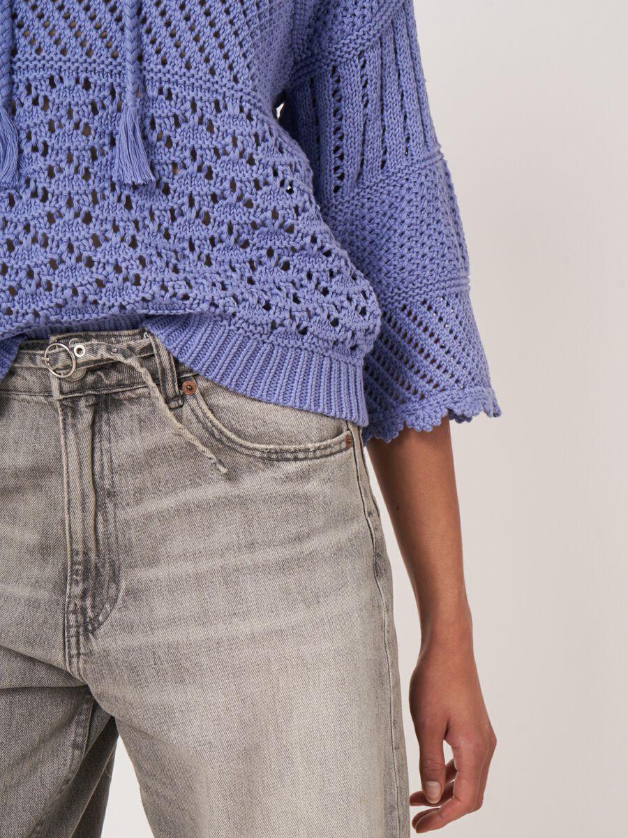 Repeat Cashmere Ajour Trui Met Gehaakte Details