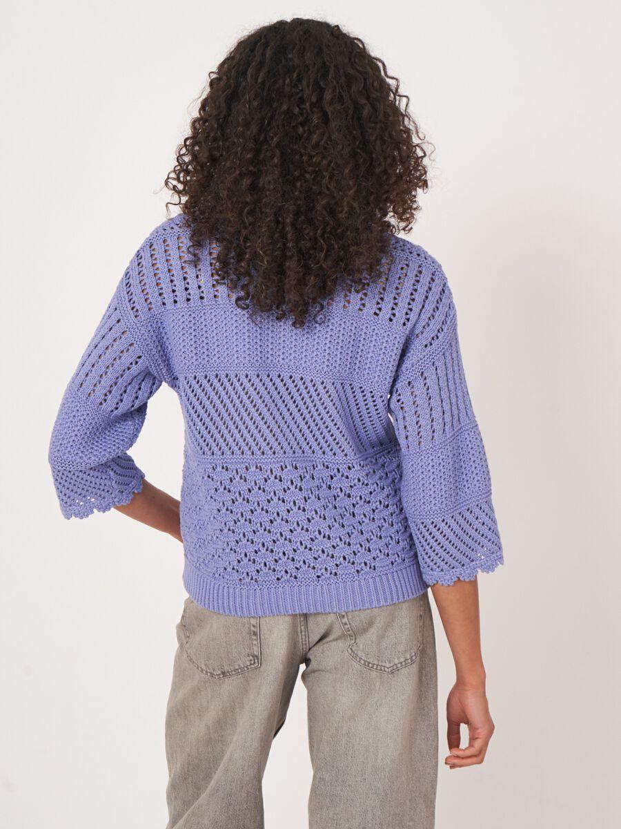 Repeat Cashmere Ajour Trui Met Gehaakte Details