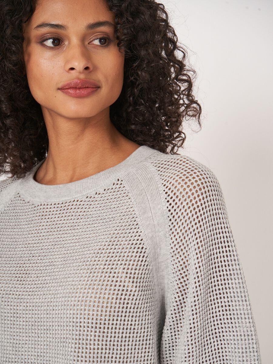 Repeat Cashmere Ajour Trui Met Wijde Korte Mouwen