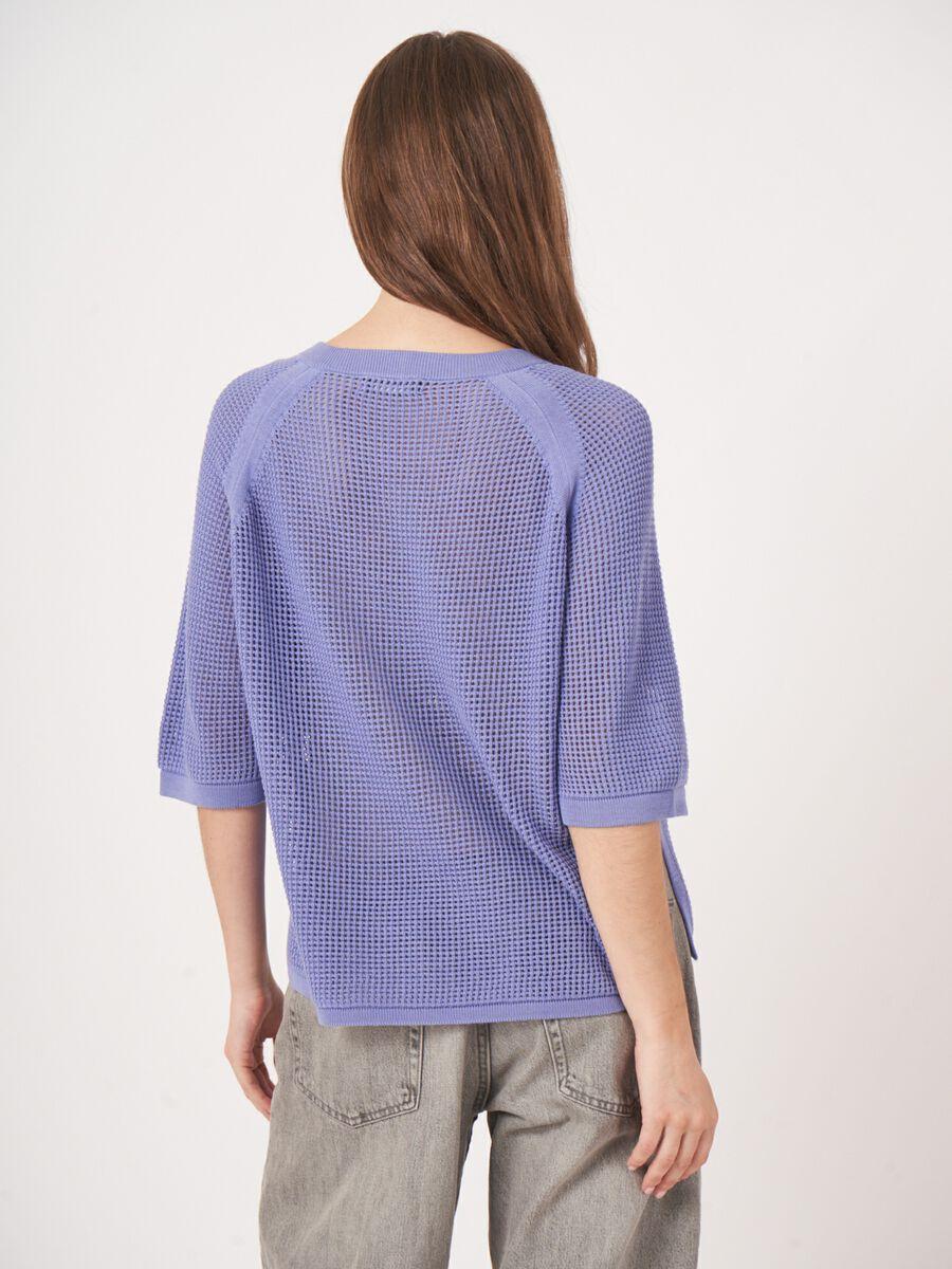 Repeat Cashmere Ajour Trui Met Wijde Korte Mouwen