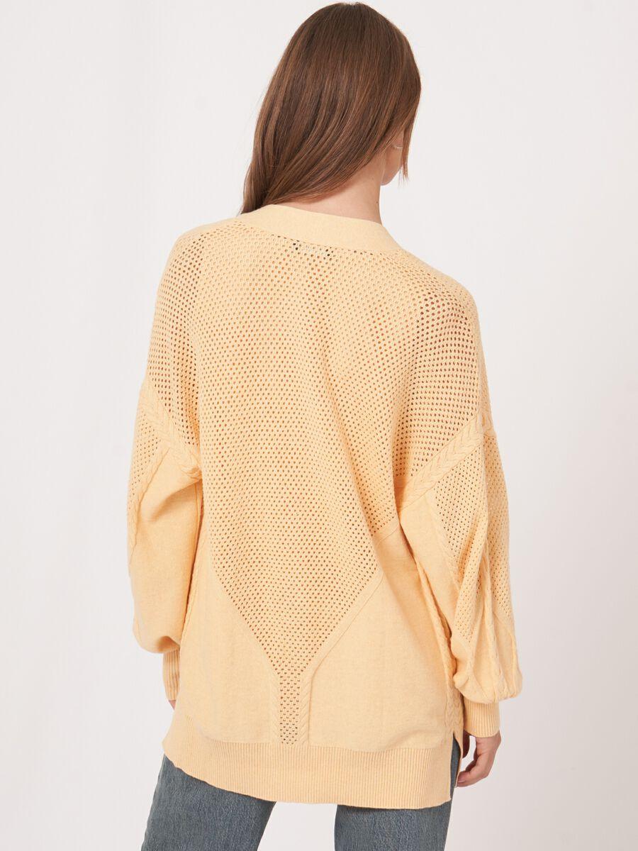 Repeat Cashmere Ajour Vest Met Zakken