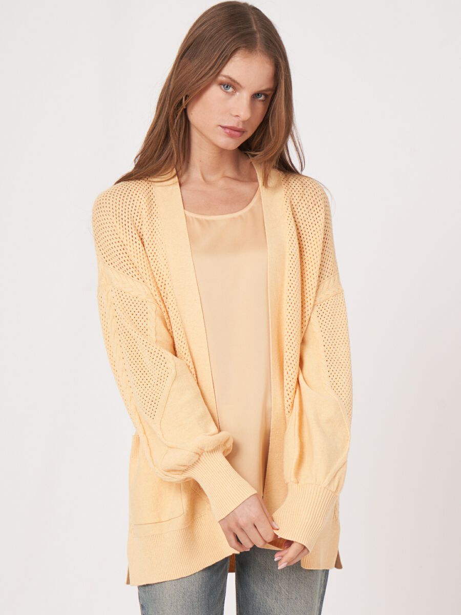 repeat cashmere Ajour vest met zakken