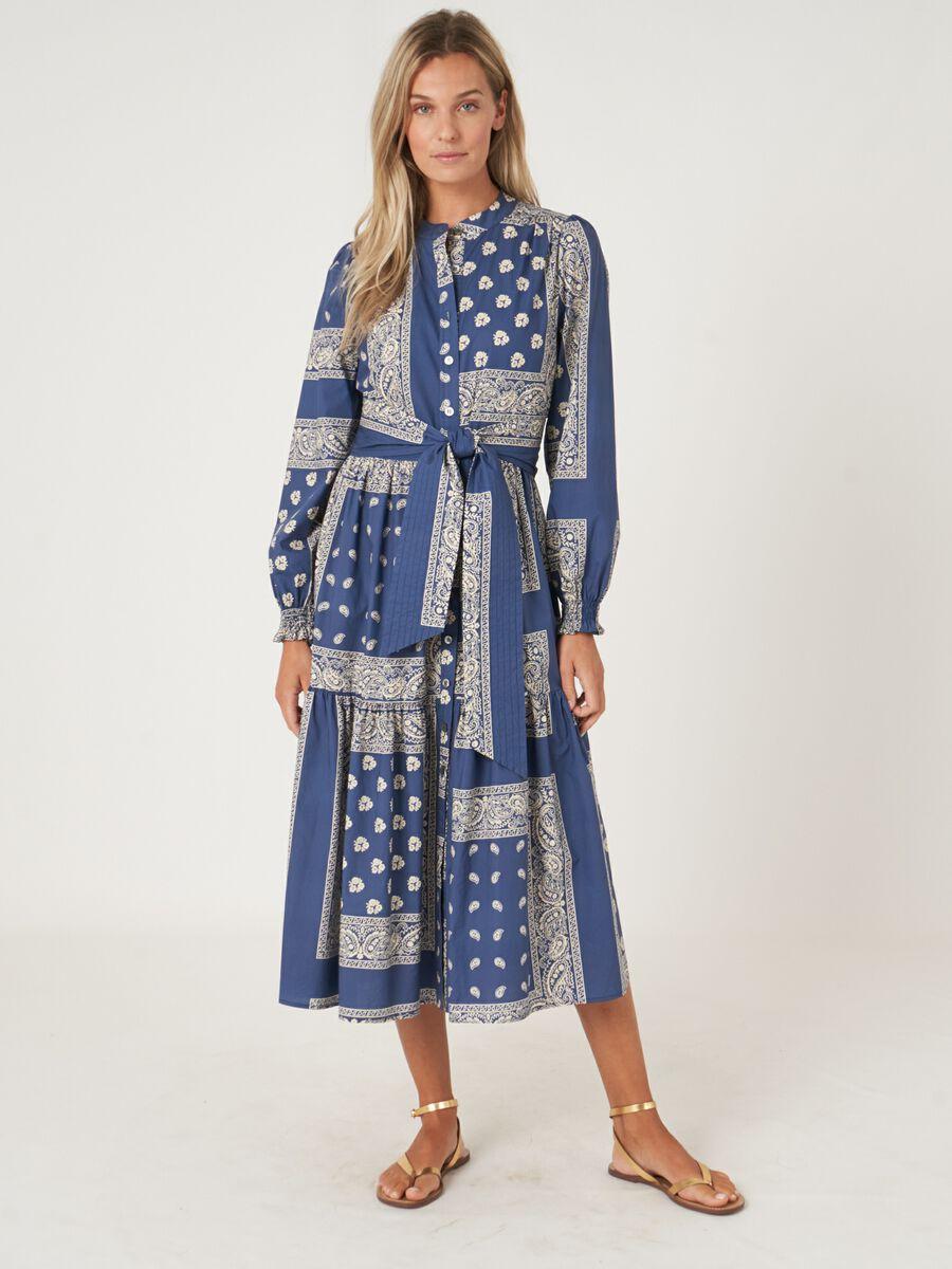 Repeat Cashmere Bandana Print Jurk Met Riem