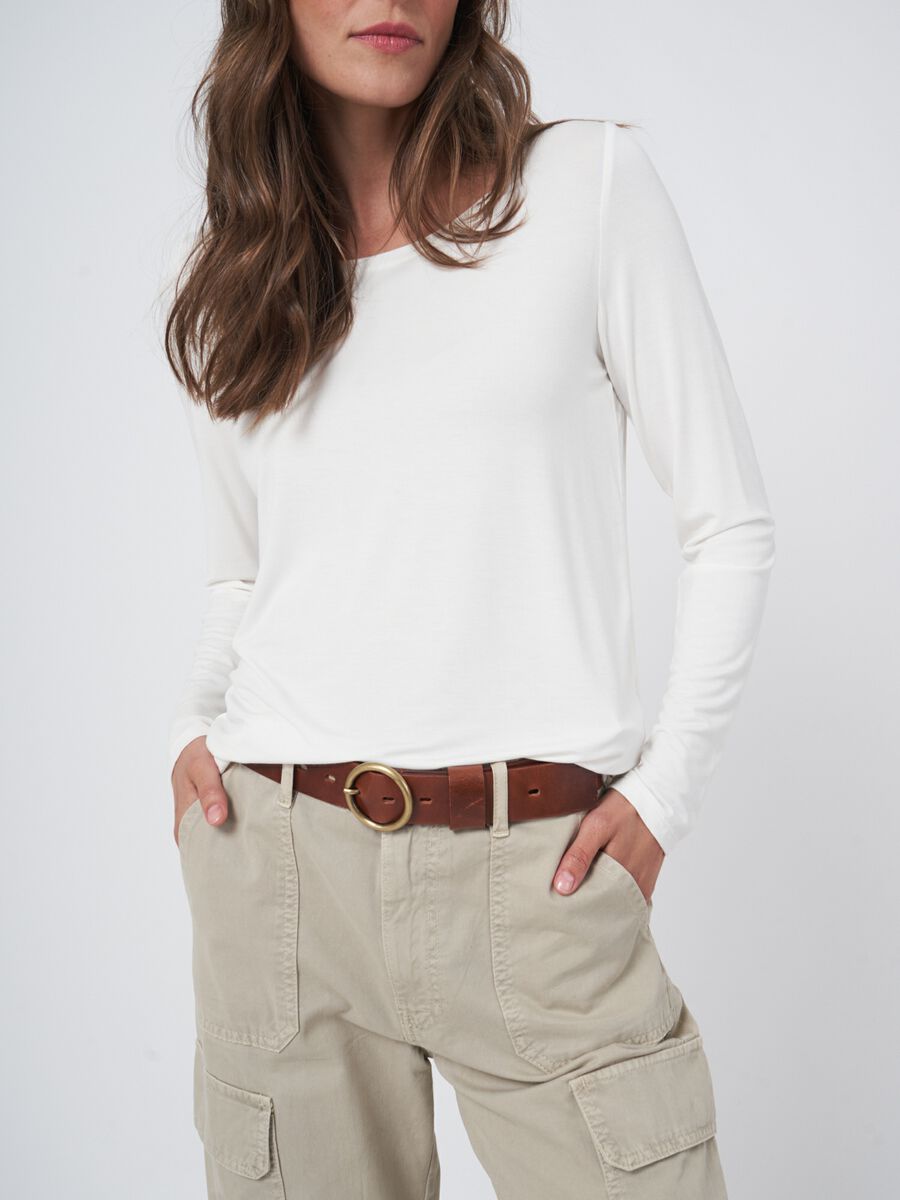 Repeat Cashmere Basic Dames T-shirt Met Lange Mouw