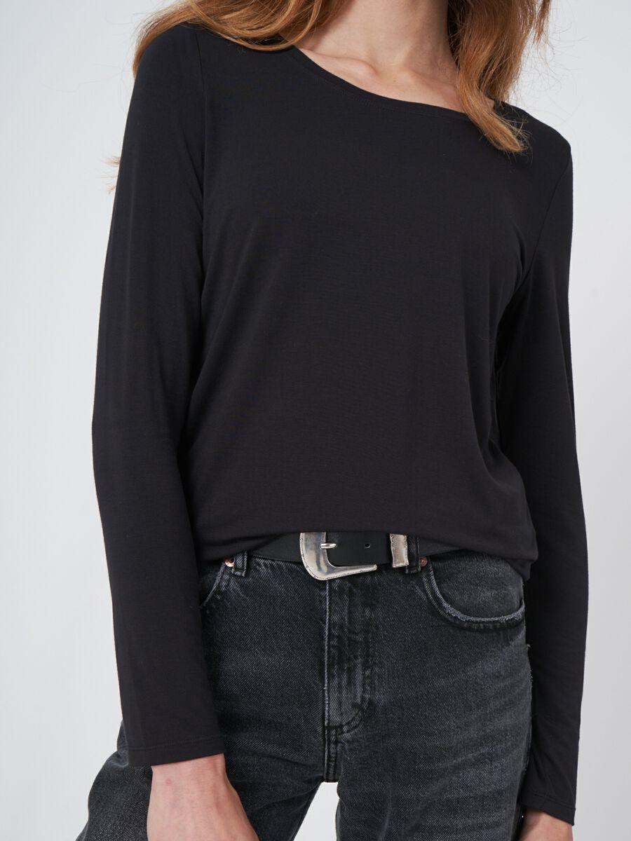Repeat Cashmere Basic Dames T-shirt Met Lange Mouw