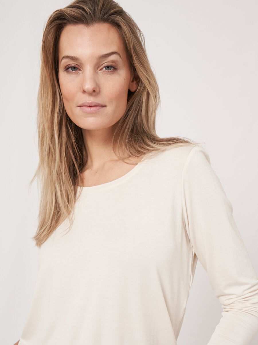 Repeat Cashmere Basic Dames T-shirt Met Lange Mouw