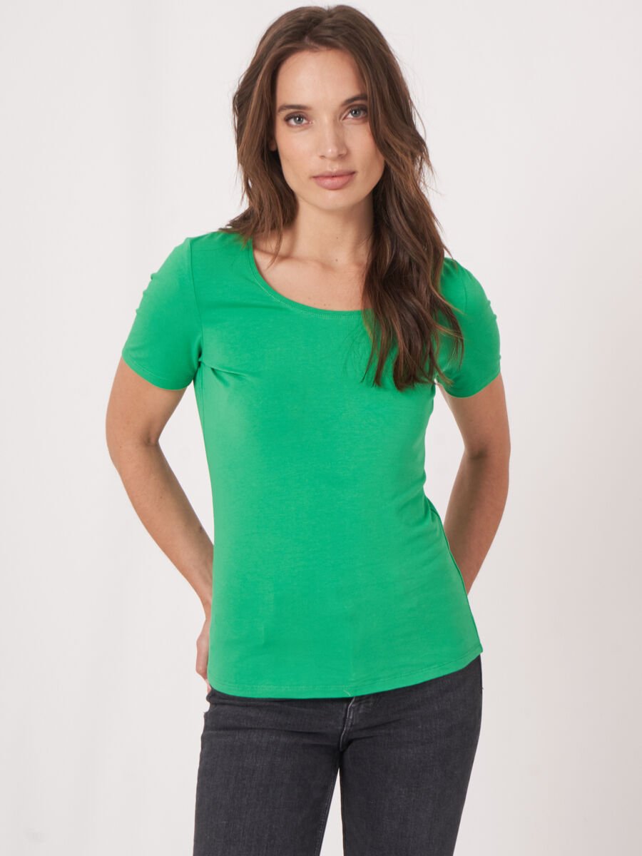 Repeat Cashmere Basic Dames T-shirt Met Ronde Hals