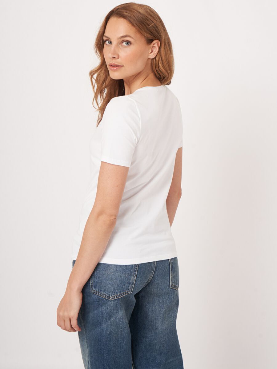 Repeat Cashmere Basic Dames T-shirt Met Ronde Hals