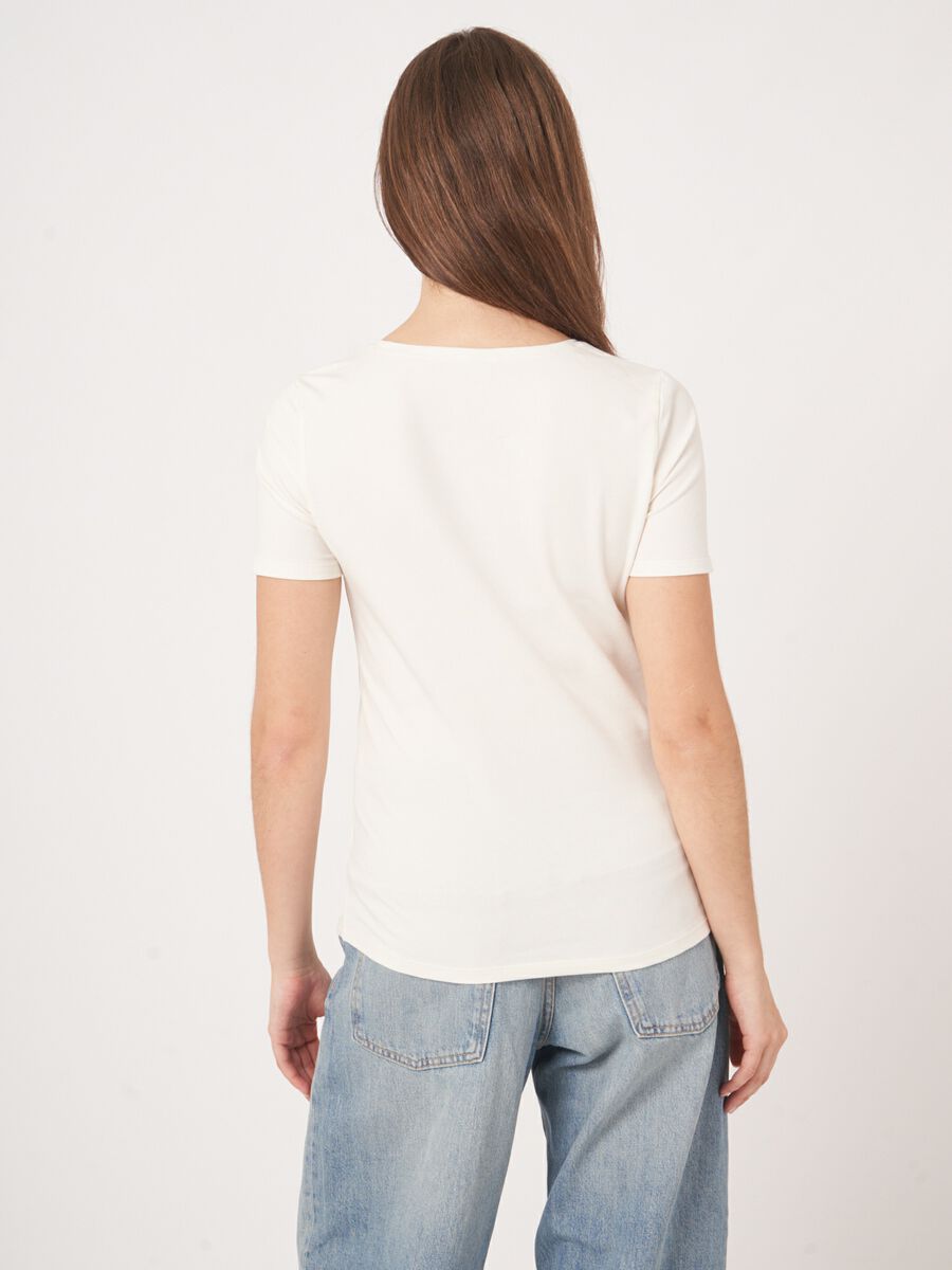 Repeat Cashmere Basic Dames T-shirt Met Ronde Hals