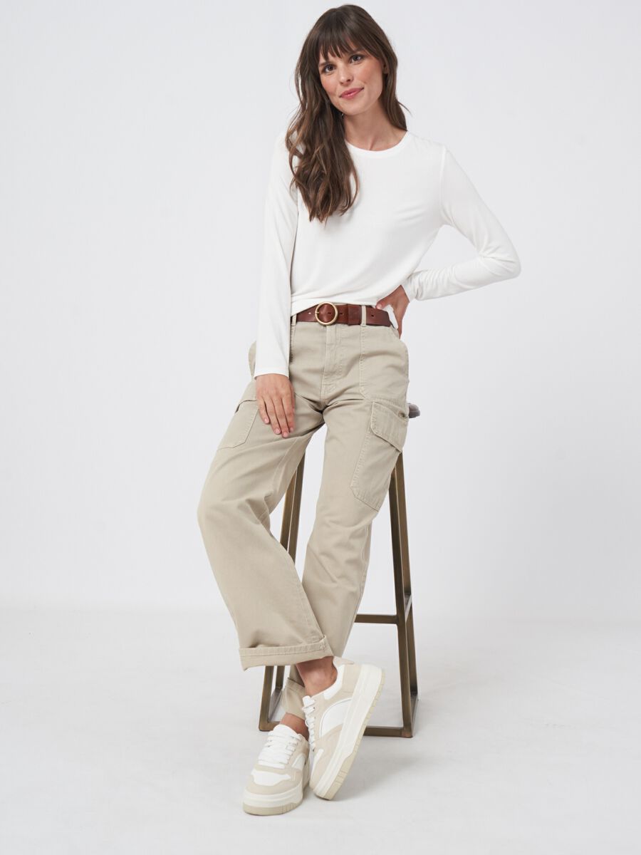 Repeat Cashmere Basic Damestop Met Lange Mouwen