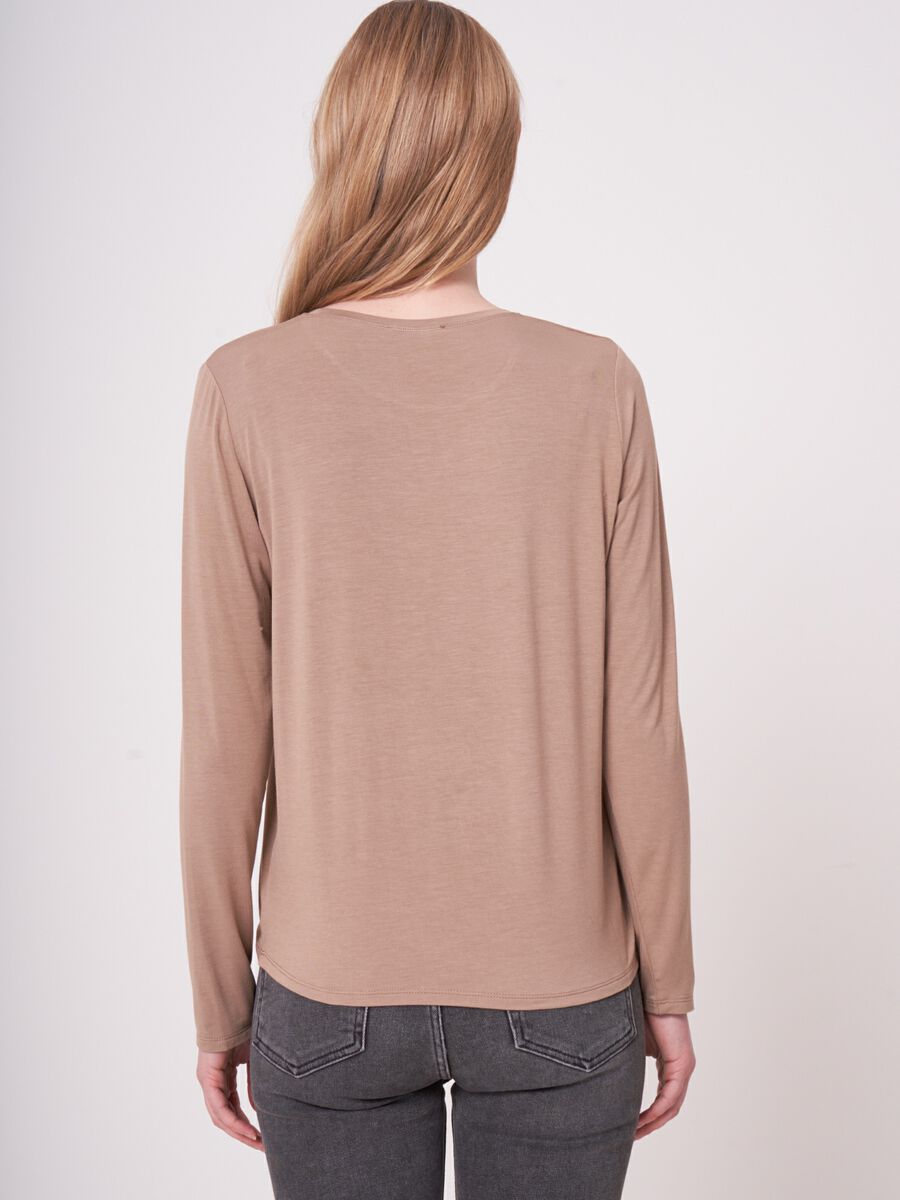 Repeat Cashmere Basic Damestop Met Lange Mouwen