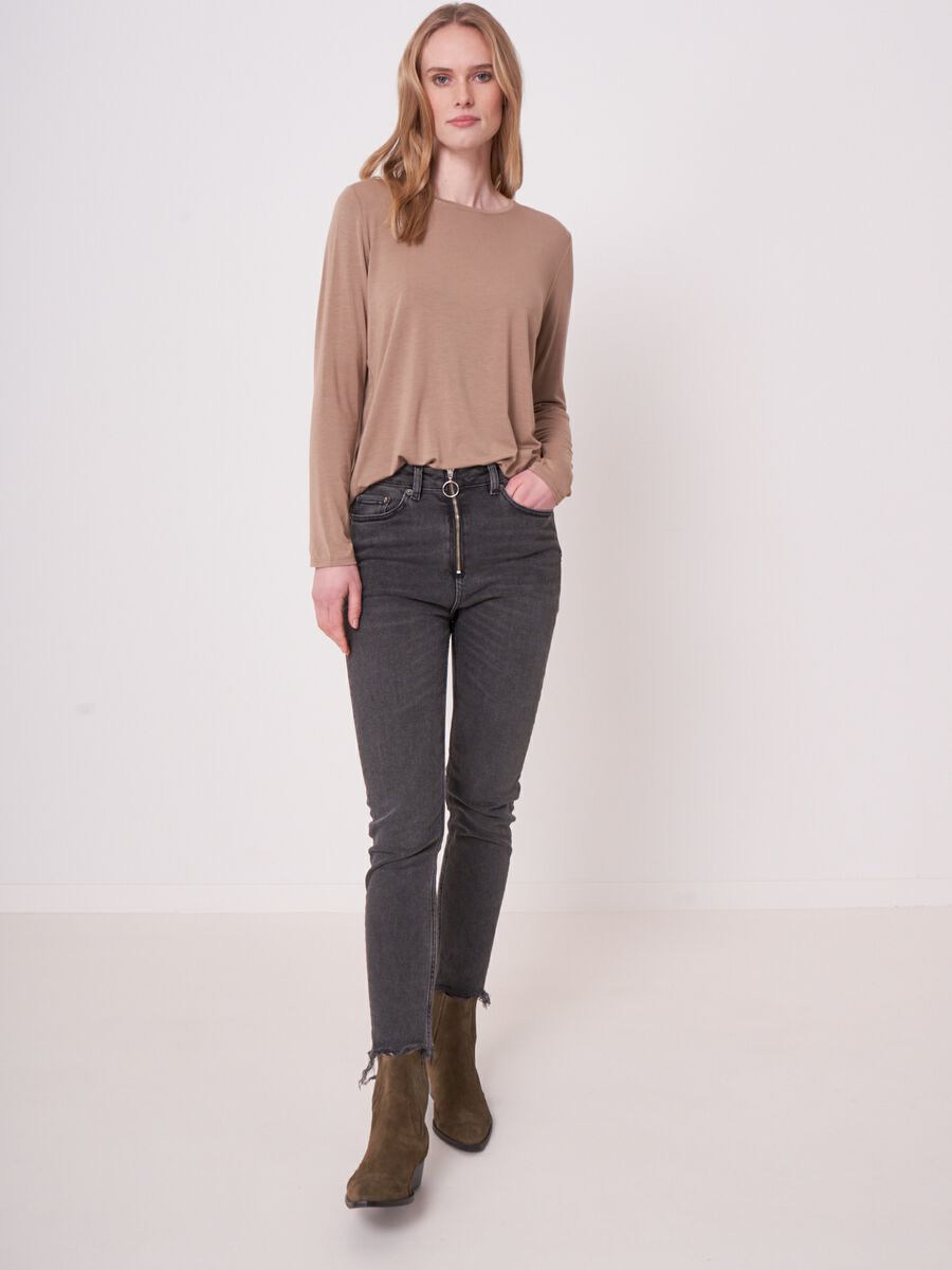 Repeat Cashmere Basic Damestop Met Lange Mouwen