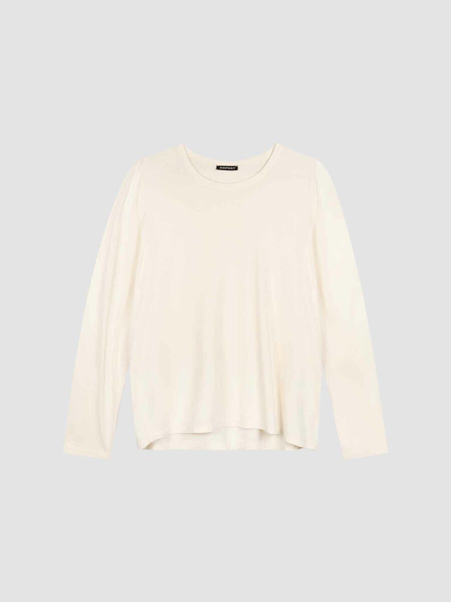 repeat cashmere Basic damestop met lange mouwen