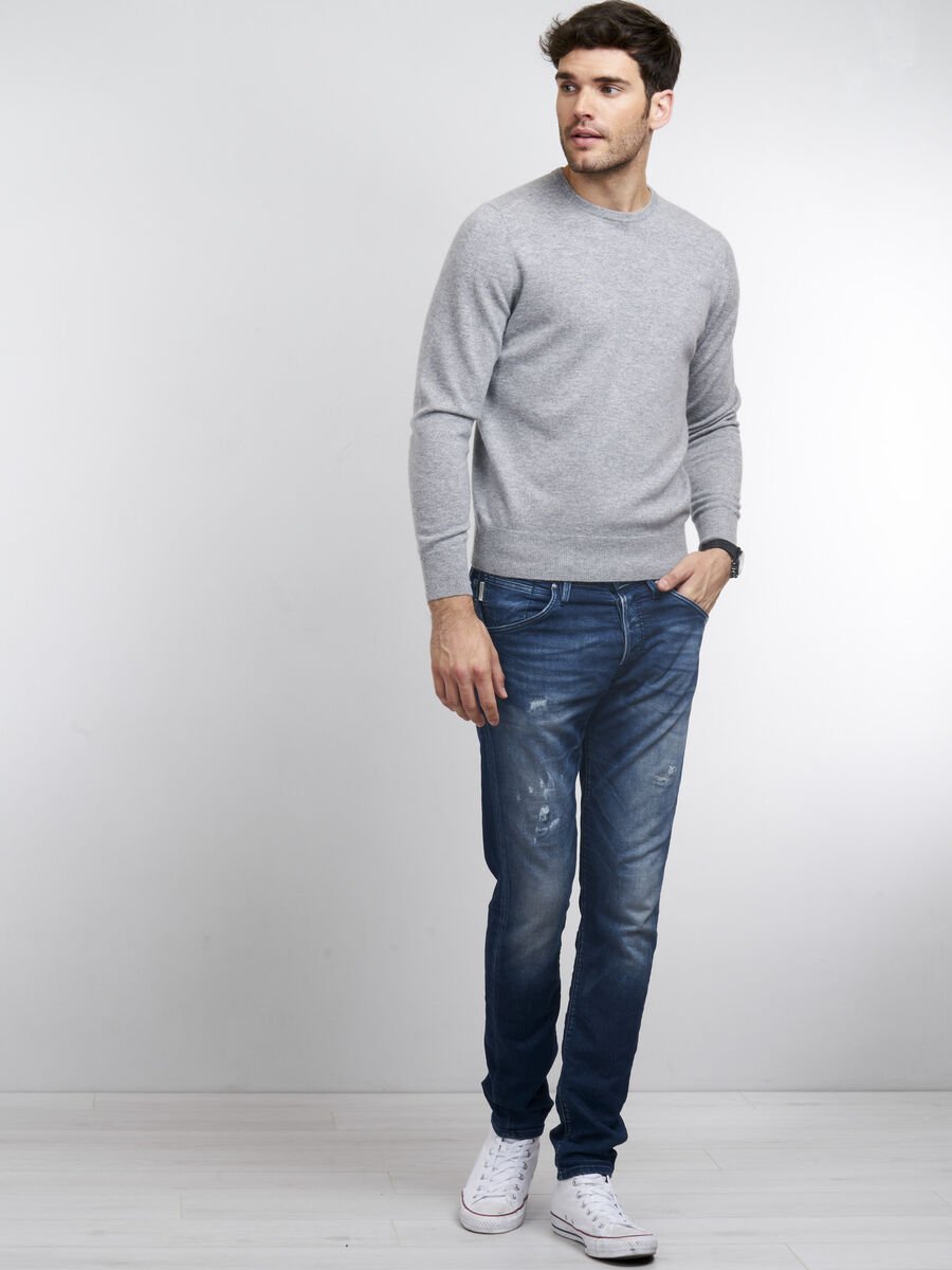 Repeat Cashmere Basic Heren-trui Met Ronde Hals