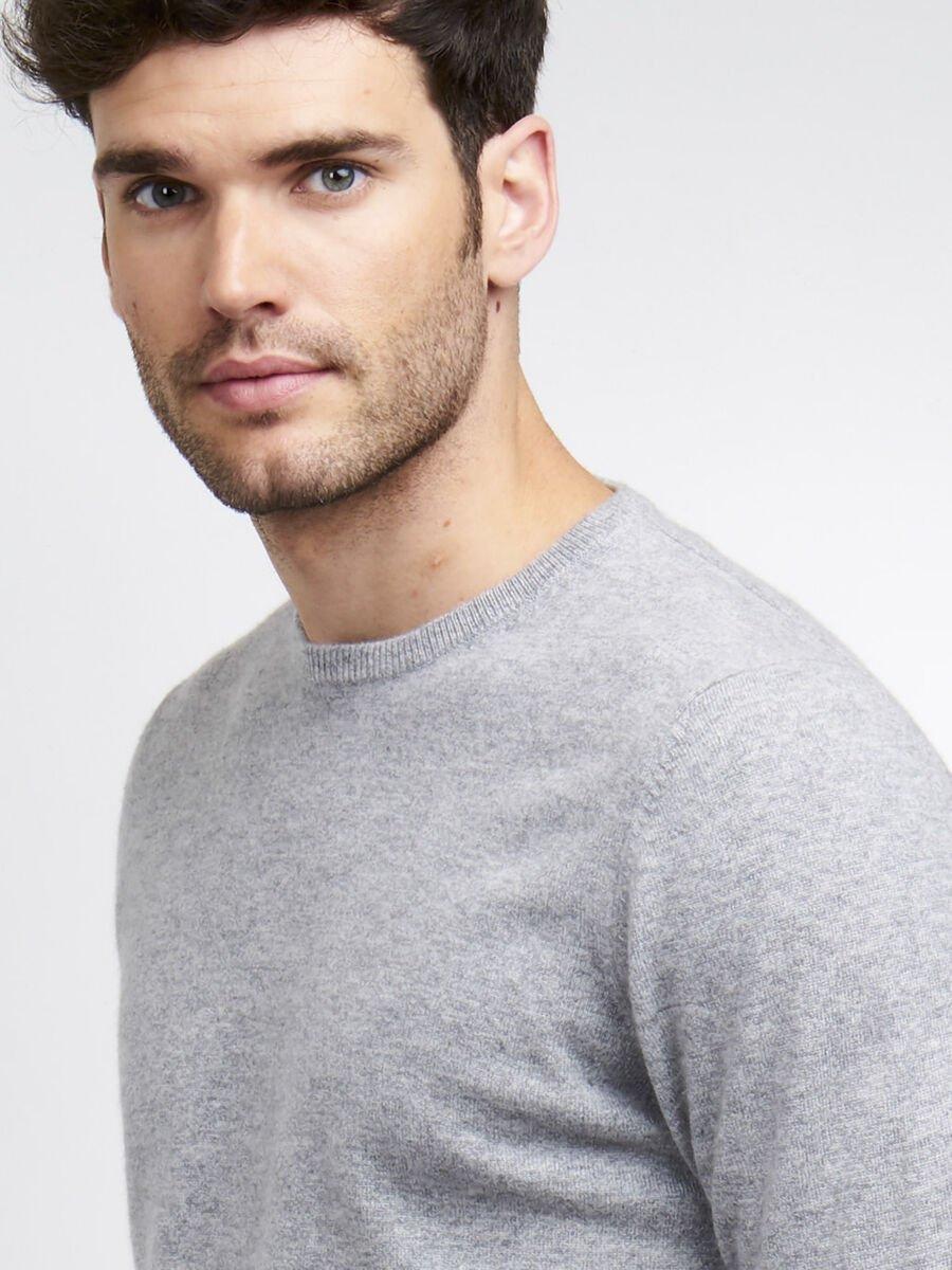 repeat cashmere Basic heren-trui met ronde hals