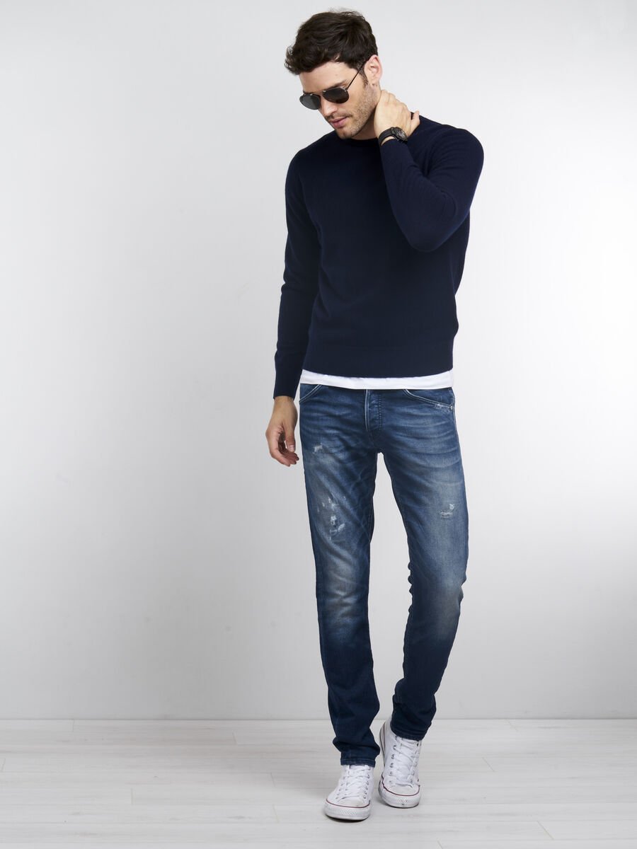 Repeat Cashmere Basic Heren-trui Met Ronde Hals