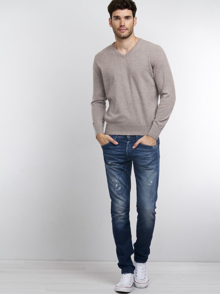 Repeat Cashmere Basic Heren-trui Met V-hals