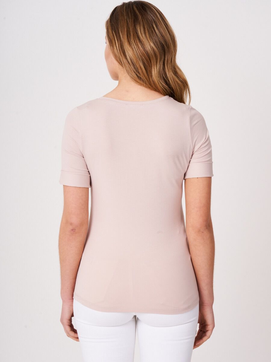 Repeat Cashmere Basic T-shirt Met Opgerolde Mouwen