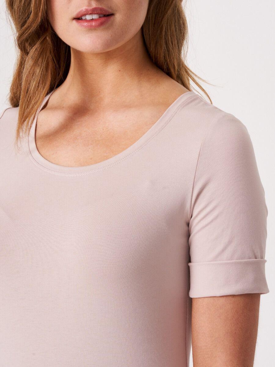 Repeat Cashmere Basic T-shirt Met Opgerolde Mouwen