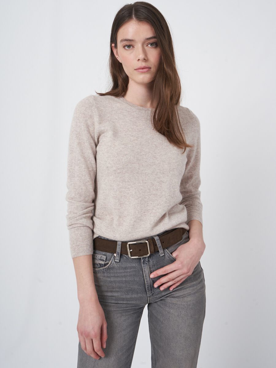 repeat cashmere Basic trui met ronde halslijn