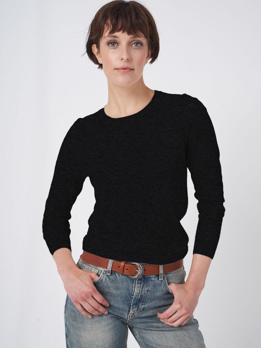repeat cashmere Basic trui met ronde halslijn