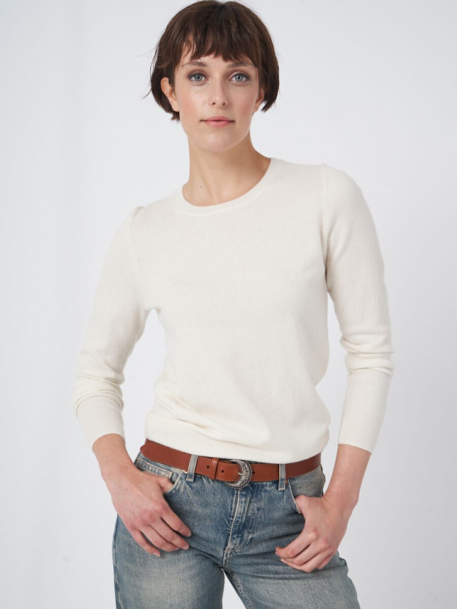 repeat cashmere Basic trui met ronde halslijn