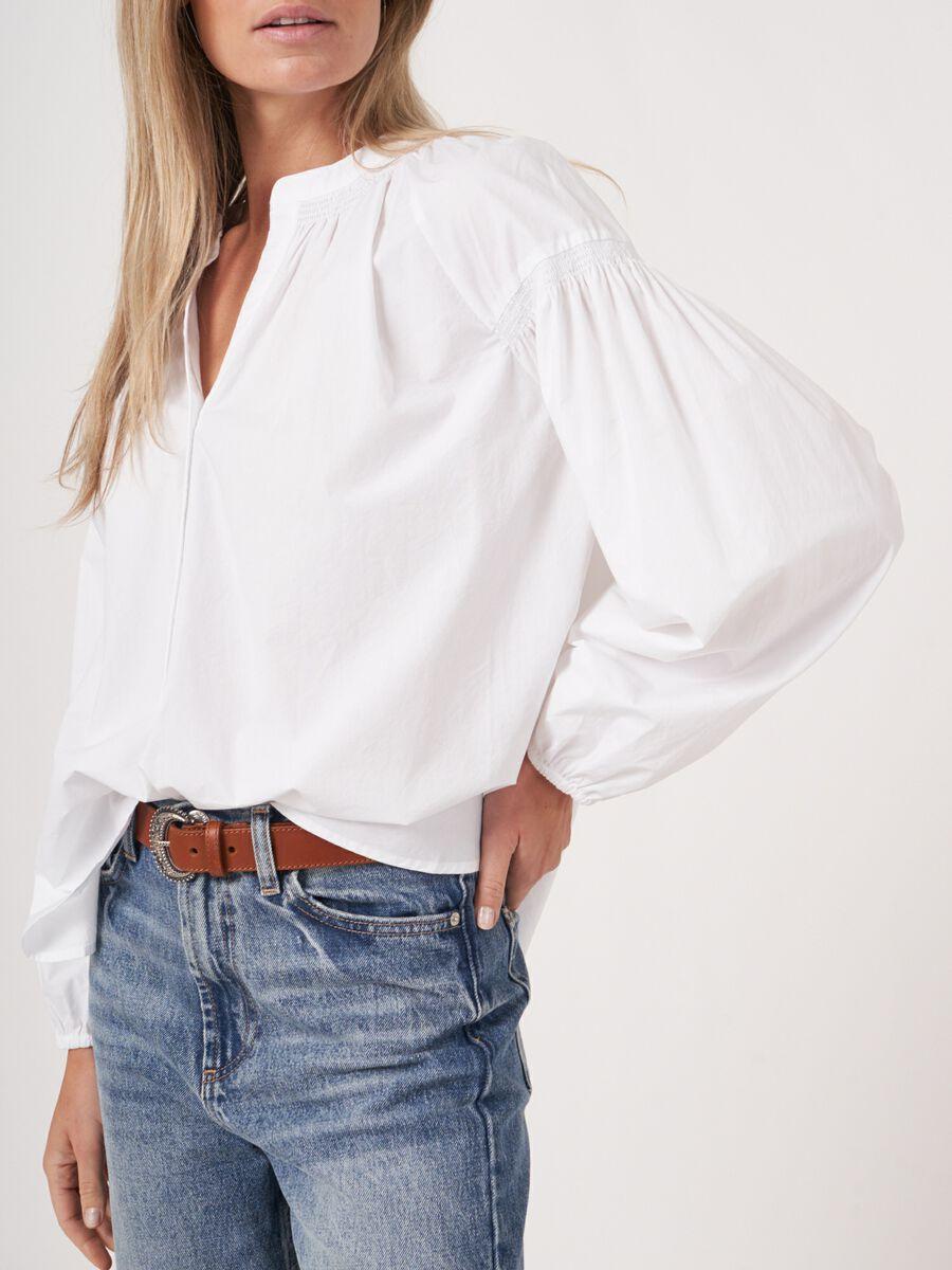 Repeat Cashmere Blouse Met Geplooide Details