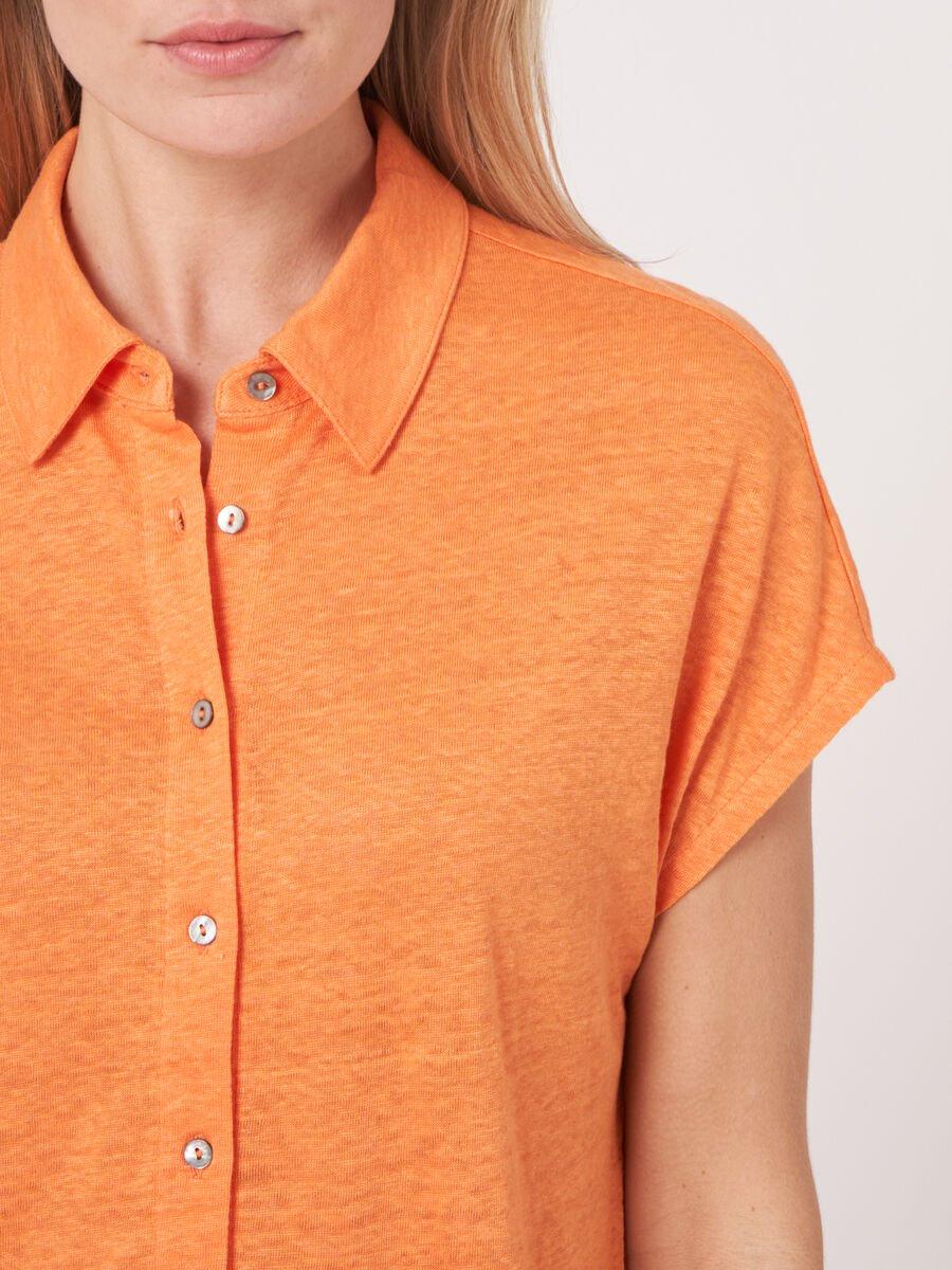 Repeat Cashmere Blousetop Met Linnen Overhemdkraag