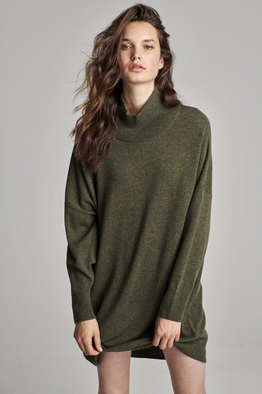 repeat cashmere Cashmere jurk met opstaande kraag
