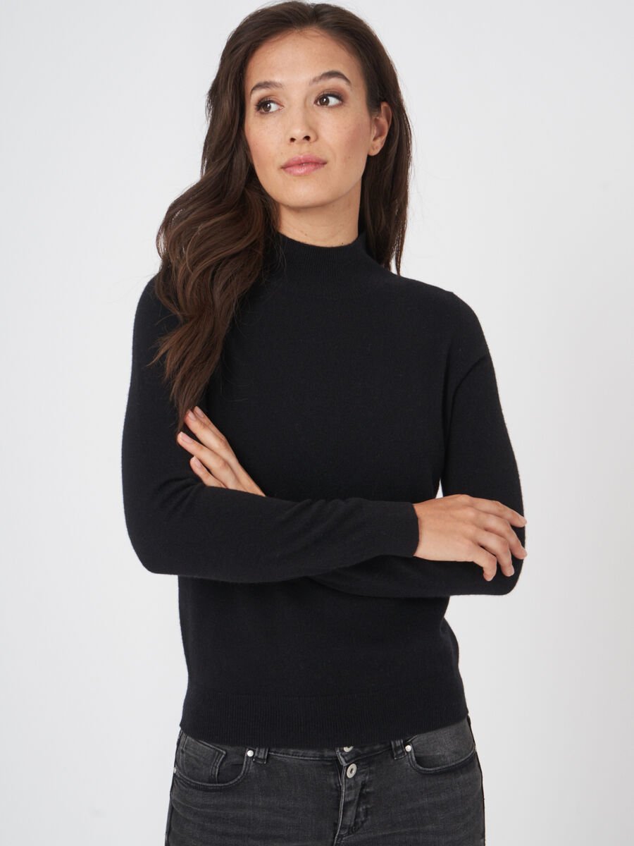 repeat cashmere Cashmere trui met opstaande kraag