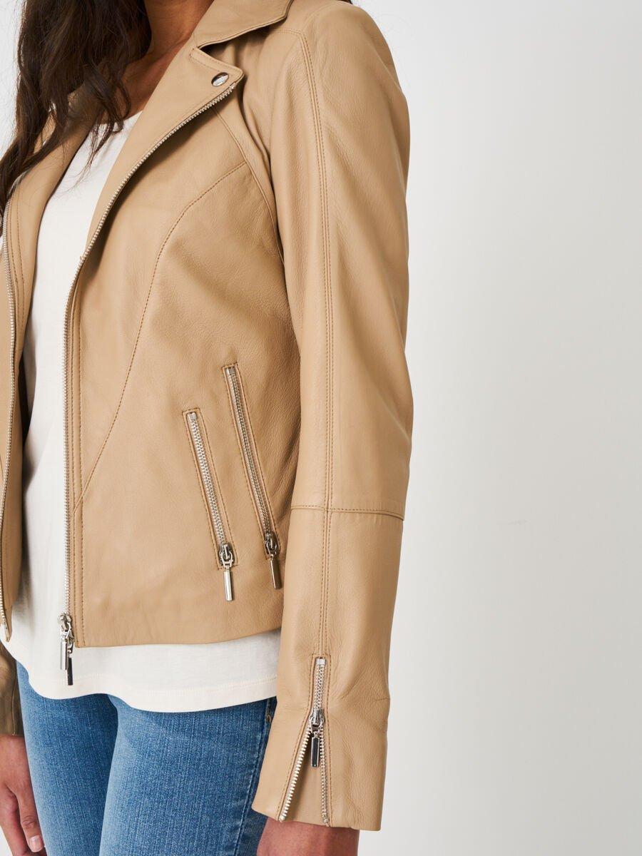 Repeat Cashmere Dames Biker Jas Van Leer