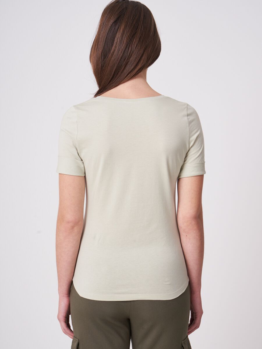 Repeat Cashmere Dames T-shirt Met Opgerolde Mouwen
