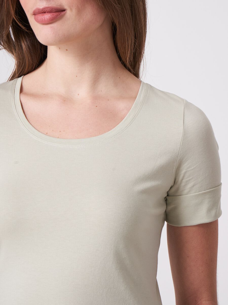 Repeat Cashmere Dames T-shirt Met Opgerolde Mouwen