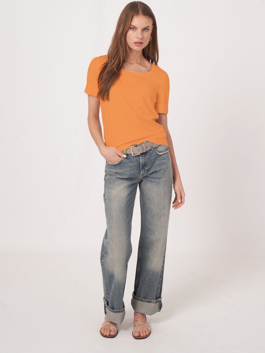 Repeat Cashmere Dames T-shirt Met Opgerolde Mouwen