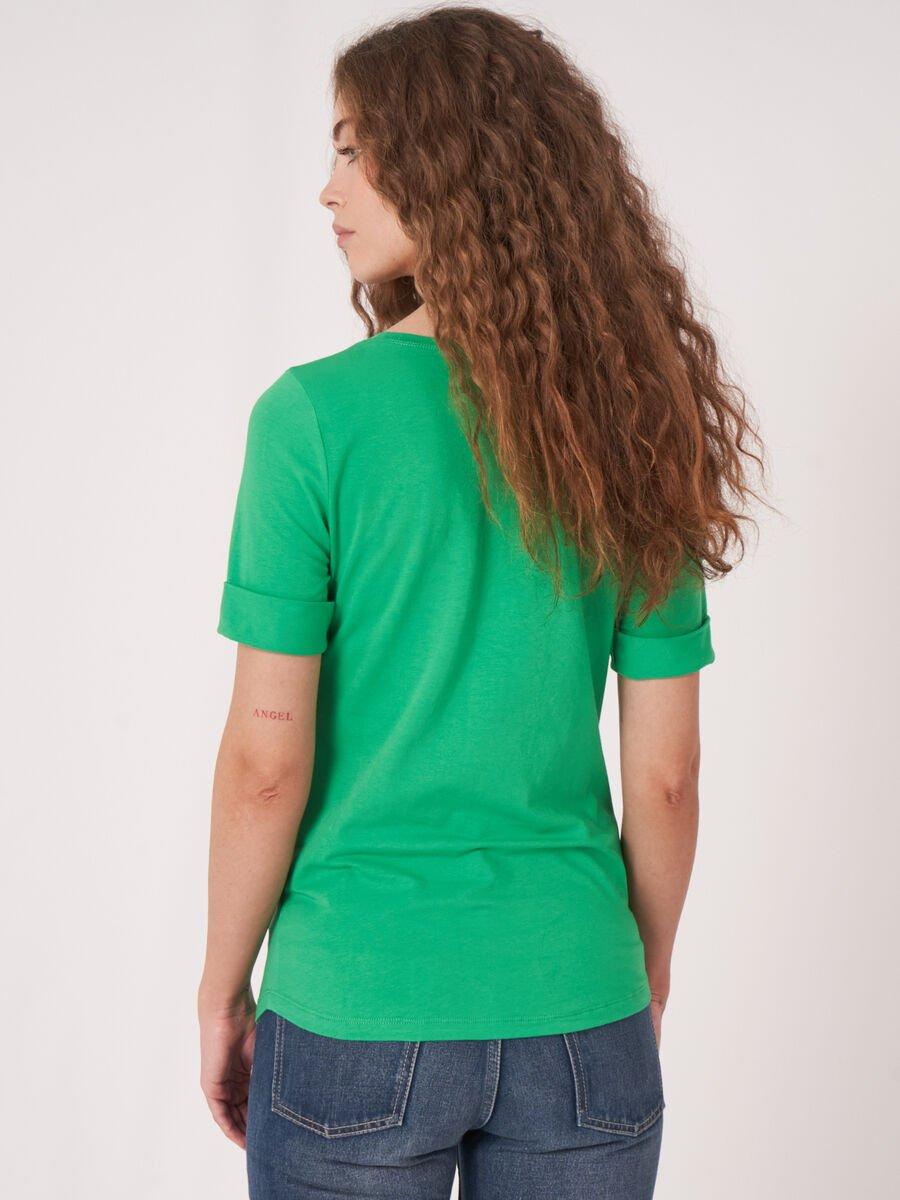Repeat Cashmere Dames T-shirt Met Opgerolde Mouwen