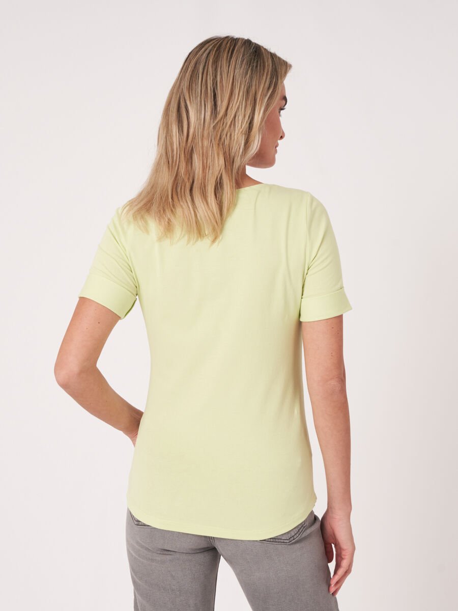 Repeat Cashmere Dames T-shirt Met Opgerolde Mouwen