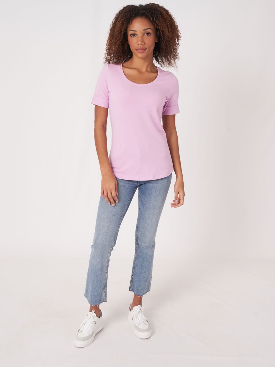 Repeat Cashmere Dames T-shirt Met Opgerolde Mouwen