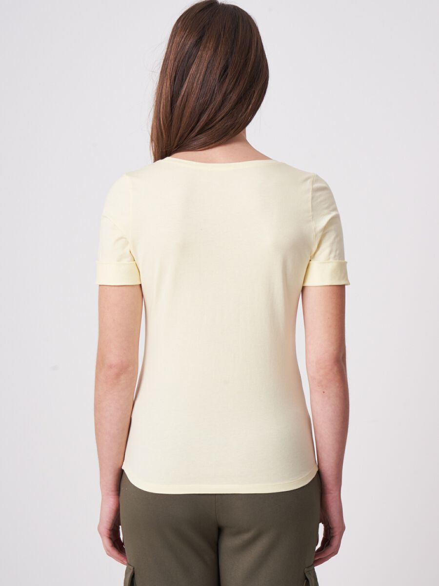 Repeat Cashmere Dames T-shirt Met Opgerolde Mouwen