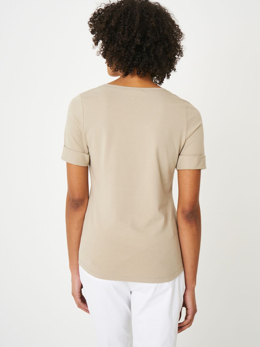 Repeat Cashmere Dames T-shirt Met Opgerolde Mouwen