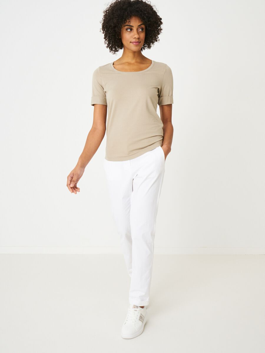 Repeat Cashmere Dames T-shirt Met Opgerolde Mouwen