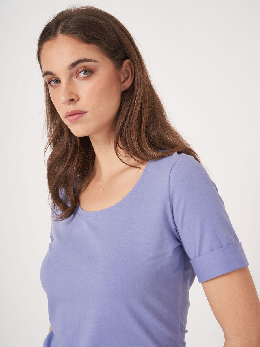 Repeat Cashmere Dames T-shirt Met Opgerolde Mouwen