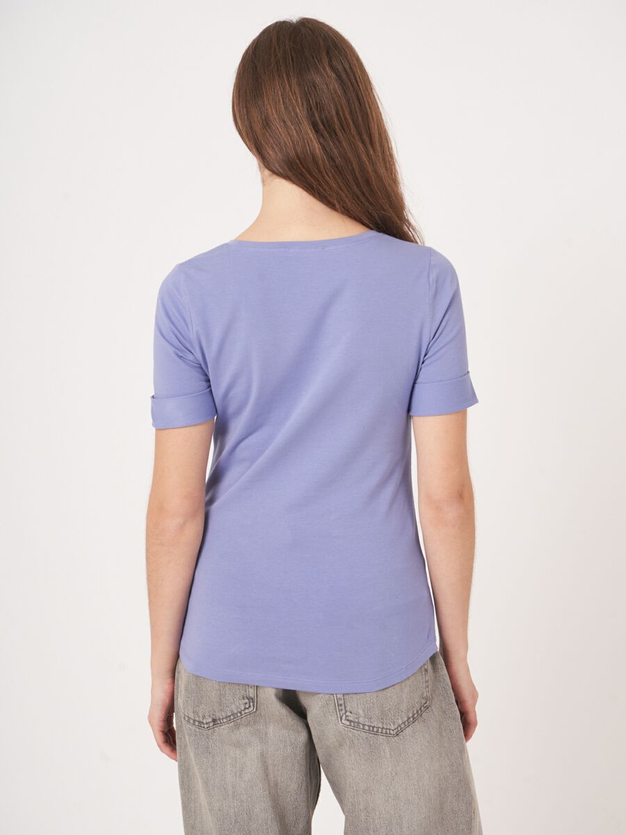 Repeat Cashmere Dames T-shirt Met Opgerolde Mouwen