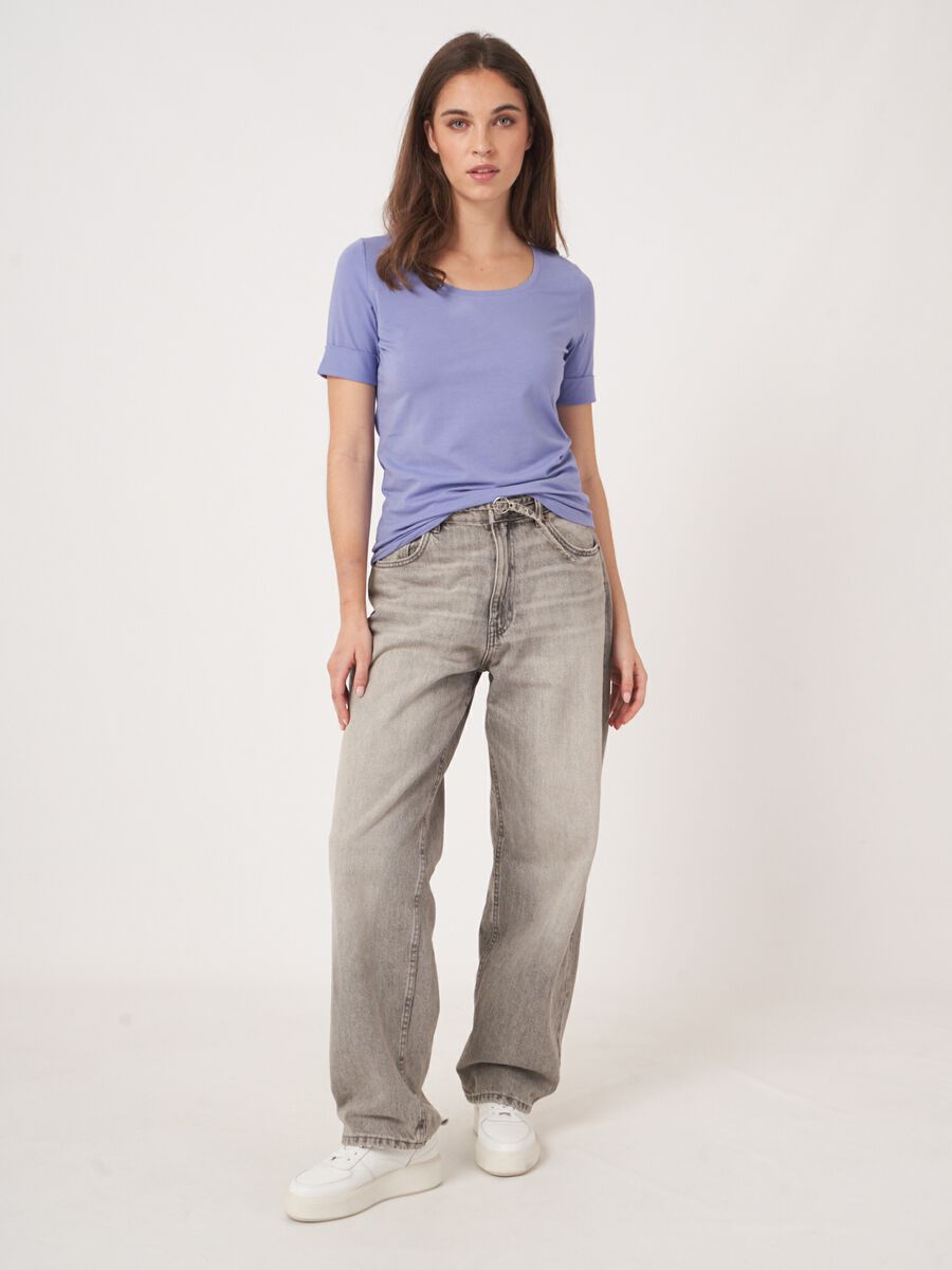 Repeat Cashmere Dames T-shirt Met Opgerolde Mouwen