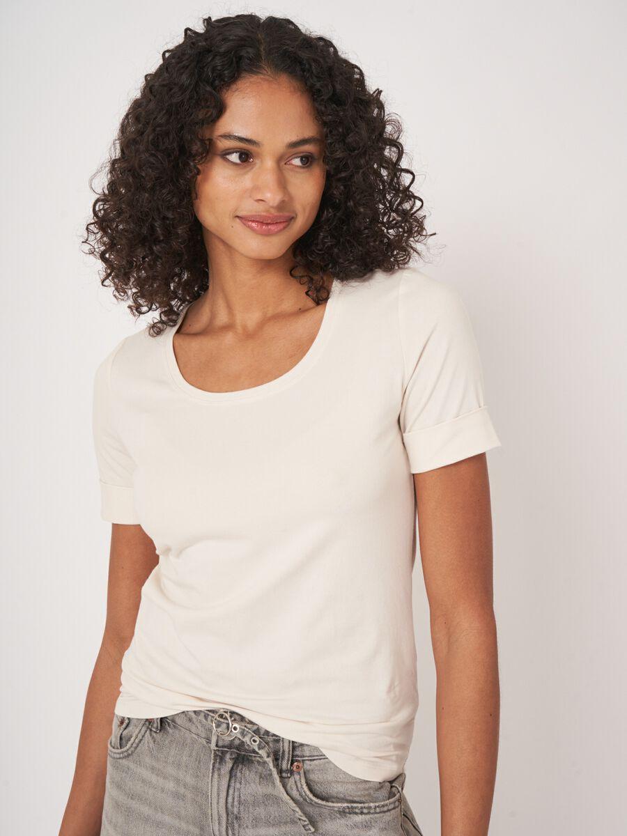 Repeat Cashmere Dames T-shirt Met Opgerolde Mouwen