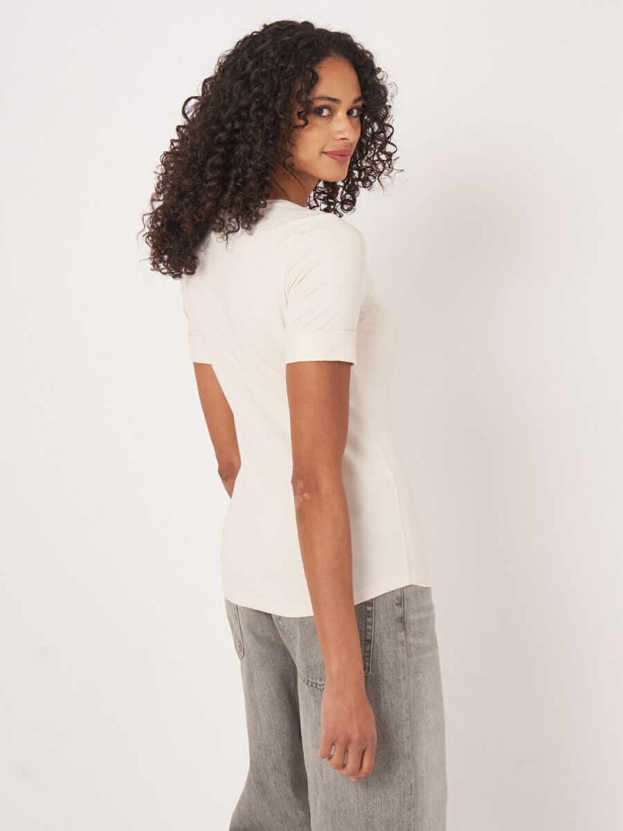 Repeat Cashmere Dames T-shirt Met Opgerolde Mouwen